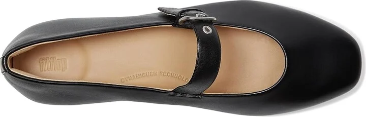FitFlop Delicato Soft Leather Mary Janes Women's Slip-on Dress Shoes All Black : 6 M (B), Leather/Nappa - Image 2