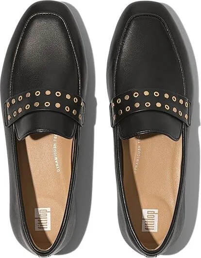 FitFlop Delicato Stud-And-Eyelet Soft Leather Loafers Women's Flat Shoes Black : 9 M (B) - Image 2