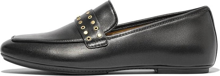 FitFlop Delicato Stud-And-Eyelet Soft Leather Loafers Women's Flat Shoes Black : 9 M (B) - Image 5