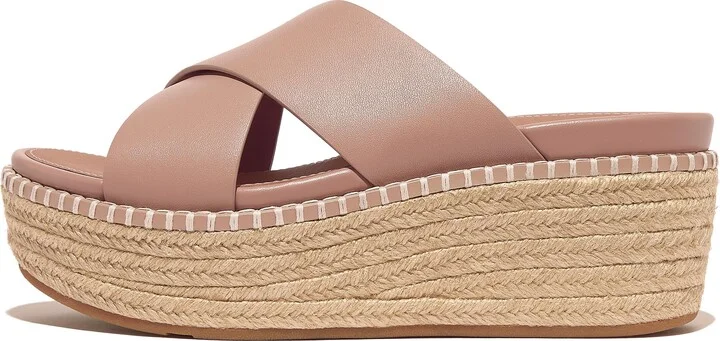 FitFlop ELOISE Espadrille Leather Wedge Cross Slides