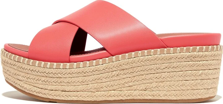 FitFlop ELOISE Espadrille Leather Wedge Cross Slides