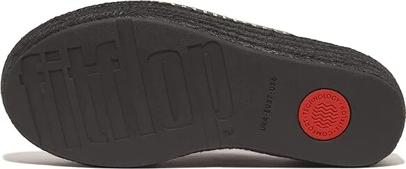 FitFlop Eloise Espadrille Leather Wedge Cross Slides Women's Sandals Black : 10 M (B) - Image 2