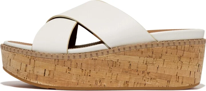 FitFlop ELOISE Leather/Cork Wedge Cross Slides