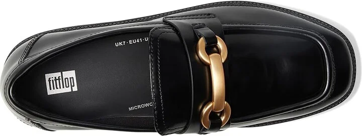 FitFlop F-Luma Chunky-Snaffle Box-Leather Demi-Wedge Loafers Women's Flat Shoes Black : 5 M (B) - Image 2