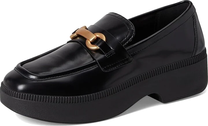 FitFlop F-Luma Chunky-Snaffle Box-Leather Demi-Wedge Loafers Women's Flat Shoes Black : 5 M (B) - Image 5