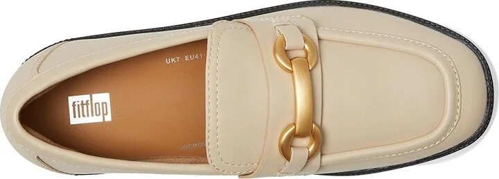 FitFlop F-Luma Chunky-Snaffle Leather Demi-Wedge Loafers Women's Flat Shoes Stone Beige : 7.5 M (B) - Image 2