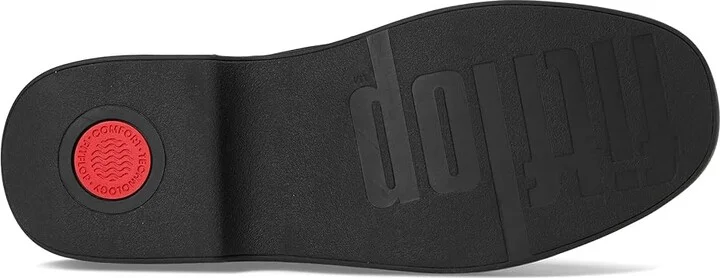 FitFlop F-Luma Contrast-Stitch Leather Demi-Wedge Loafers Women's Shoes Black : 7.5 M (B) - Image 3