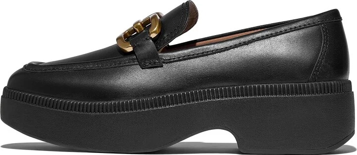 FitFlop F-LUMA Square-Chain Leather Loafers