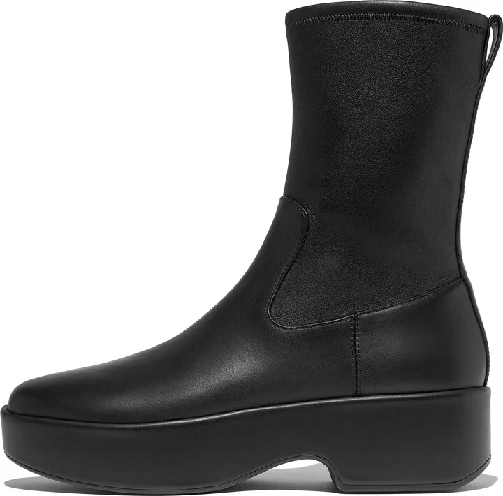 FitFlop F-LUMA Stretch Leather Demi-Wedge Mid-Calf Boots