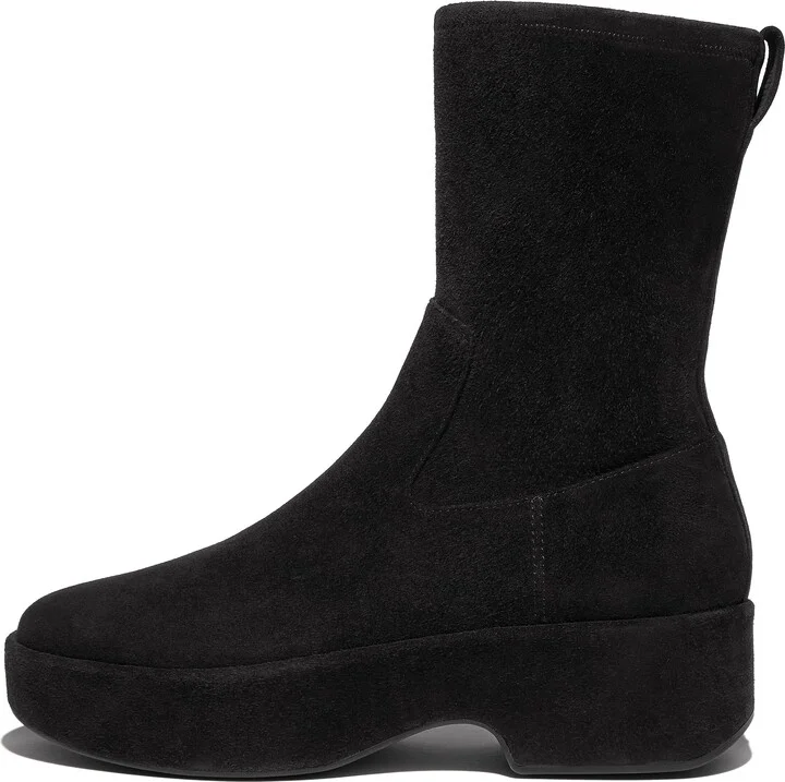 FitFlop F-LUMA Stretch Suede Demi-Wedge Mid-Calf Boots