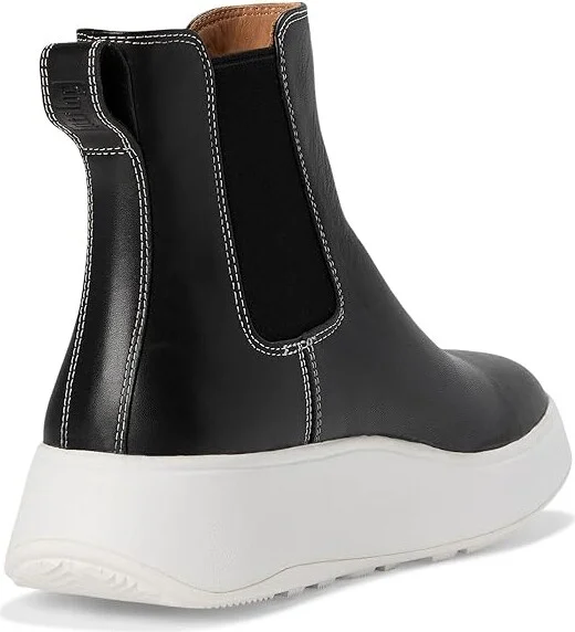 FitFlop F-Mode Contrast-Stitch Flatform Chelsea Boots Women's Boots Black : 6.5 M (B), Leather/Polyester/Rubber - Image 4