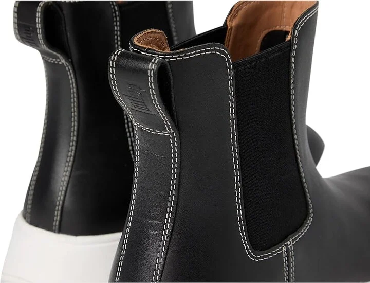 FitFlop F-Mode Contrast-Stitch Flatform Chelsea Boots Women's Boots Black : 6.5 M (B), Leather/Polyester/Rubber - Image 7