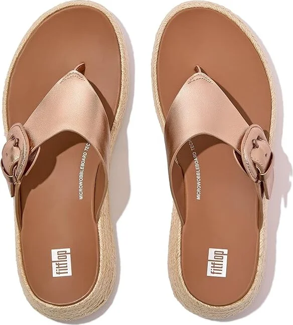 FitFlop F-Mode Espadrille Adj. Leather Flatform Toe-Thongs Women's Sandals Rose Gold : 9 M (B), Leather/Rubber - Image 2