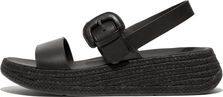 FitFlop F-MODE Espadrille Buckle Leather Flatform Back-Strap Sandals