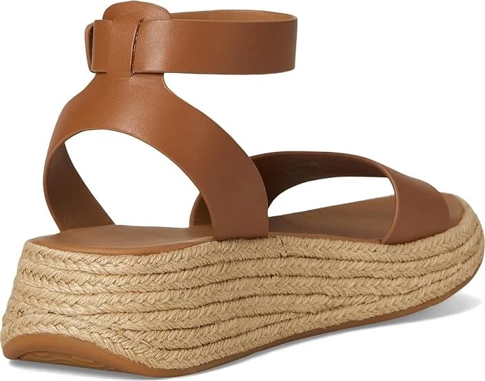 FitFlop F-Mode Espadrille Leather Flatform A/Strap Sandals Women's Wedge Shoes Deep Tan : 9 M (B) - Image 4