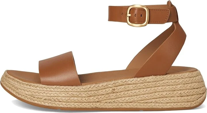 FitFlop F-Mode Espadrille Leather Flatform A/Strap Sandals Women's Wedge Shoes Deep Tan : 9 M (B) - Image 6