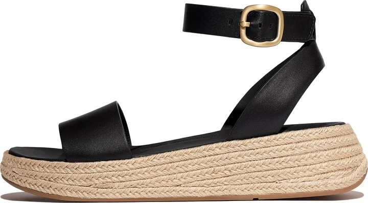 FitFlop F-MODE Espadrille Leather Flatform Ankle-Strap Sandals
