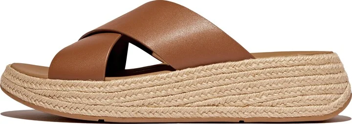 FitFlop F-MODE Espadrille Leather Flatform Cross Slides