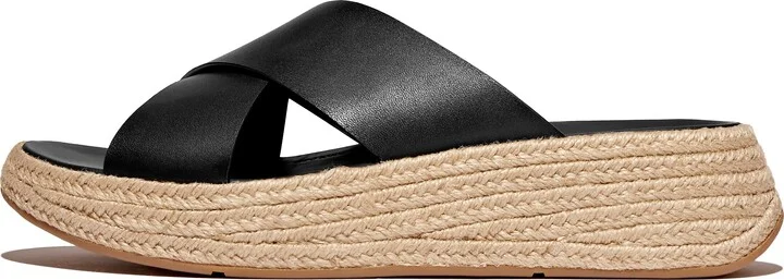 FitFlop F-MODE Espadrille Leather Flatform Cross Slides