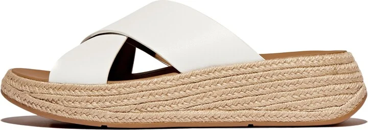 FitFlop F-MODE Espadrille Leather Flatform Cross Slides