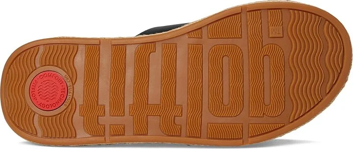 FitFlop F-Mode Espadrille Leather Flatform Cross Slides Women's Wedge Shoes Black : 9 M (B) - Image 3