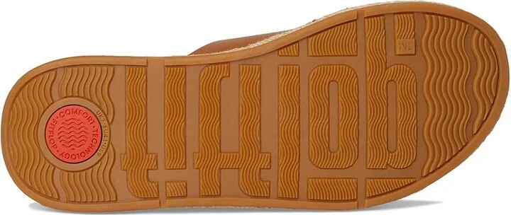 FitFlop F-Mode Espadrille Leather Flatform Cross Slides Women's Wedge Shoes Deep Tan : 8 M (B) - Image 3