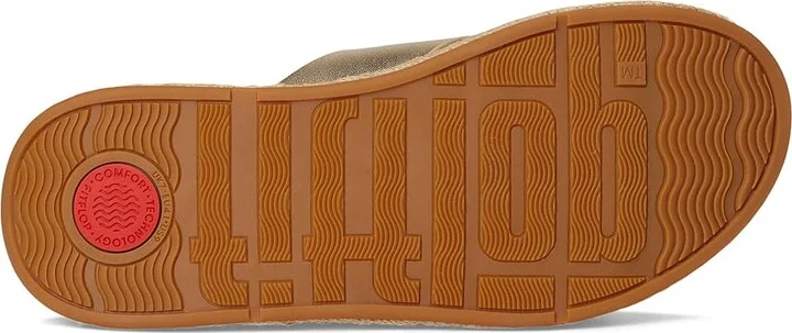 FitFlop F-Mode Espadrille Leather Flatform Cross Slides Women's Wedge Shoes Platino : 11 M (B) - Image 3