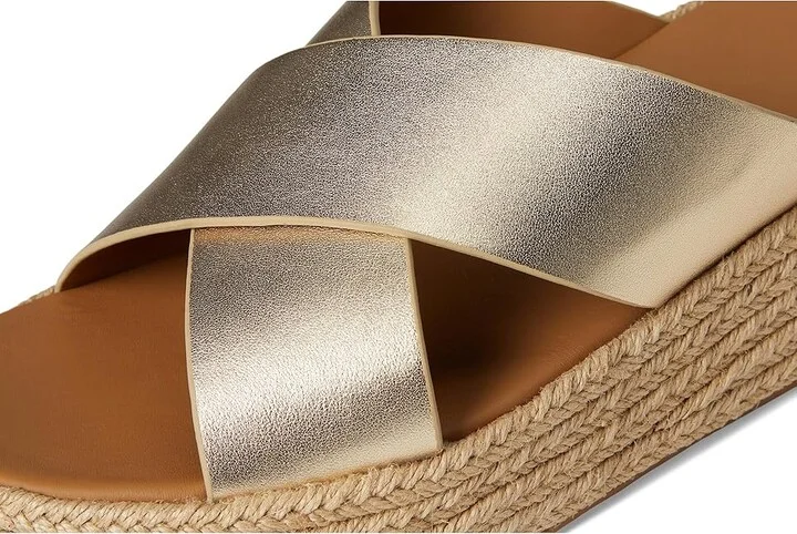 FitFlop F-Mode Espadrille Leather Flatform Cross Slides Women's Wedge Shoes Platino : 11 M (B) - Image 7