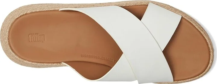 FitFlop F-Mode Espadrille Leather Flatform Cross Slides Women's Wedge Shoes Urban White : 10 M (B) - Image 2