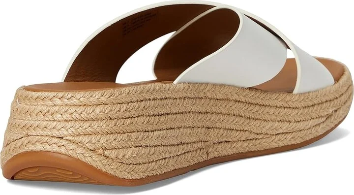 FitFlop F-Mode Espadrille Leather Flatform Cross Slides Women's Wedge Shoes Urban White : 10 M (B) - Image 4