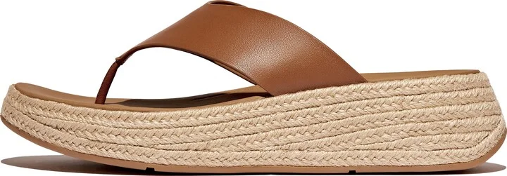 FitFlop F-MODE Espadrille Leather Flatform Toe-Post Sandals