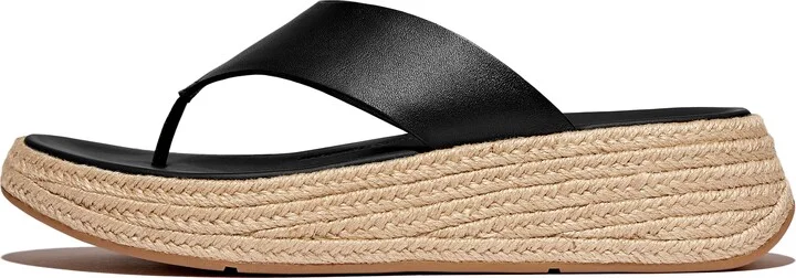 FitFlop F-MODE Espadrille Leather Flatform Toe-Post Sandals