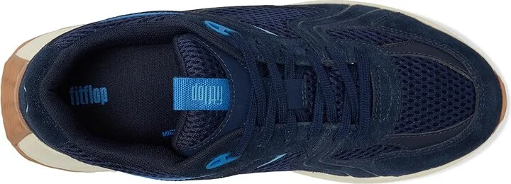 FitFlop F-Mode Flow Suede/Mesh/Leather Flatform Sneakers Women's Walking Shoes Midnight Navy/Bondi Blue : 8.5 M (B), Synthetic/Textile - Image 2