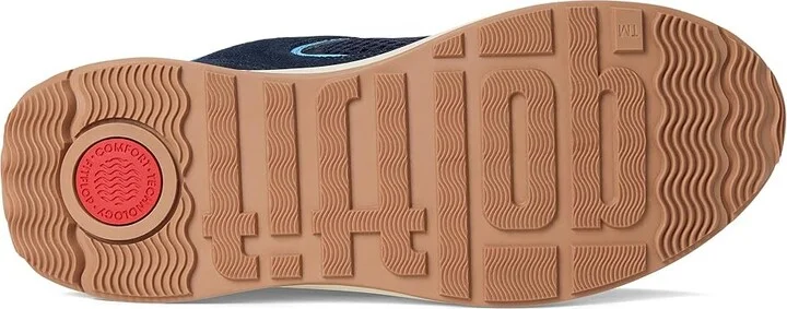 FitFlop F-Mode Flow Suede/Mesh/Leather Flatform Sneakers Women's Walking Shoes Midnight Navy/Bondi Blue : 8.5 M (B), Synthetic/Textile - Image 3