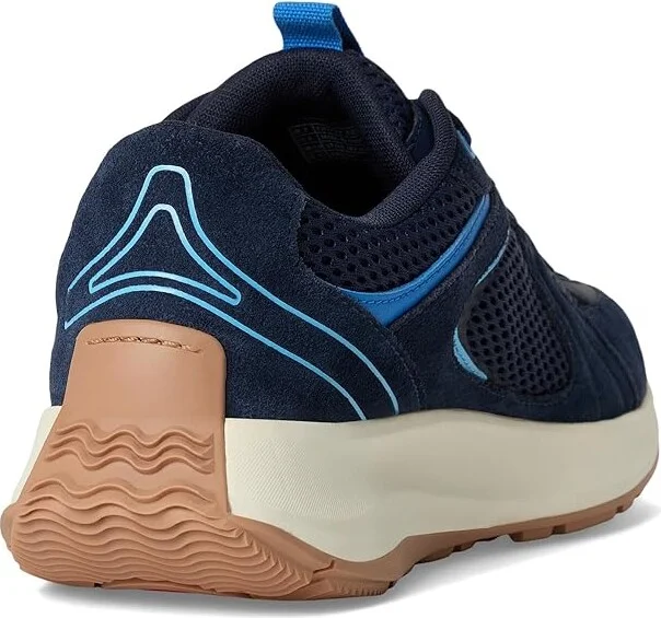 FitFlop F-Mode Flow Suede/Mesh/Leather Flatform Sneakers Women's Walking Shoes Midnight Navy/Bondi Blue : 8.5 M (B), Synthetic/Textile - Image 4