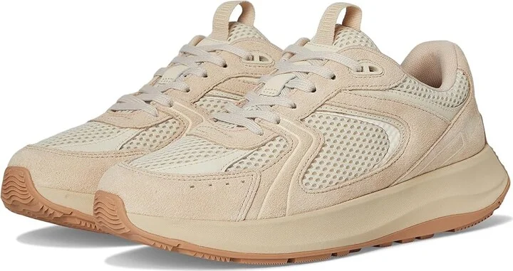 FitFlop F-Mode Flow Suede/Mesh/Leather Flatform Sneakers Women's Walking Shoes Stone Beige/Paris Beige : 8.5 M (B), Synthetic/Textile