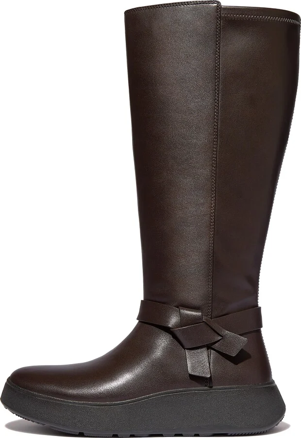 FitFlop F-MODE Folded-Knot Flatform Tall Stretch Boots Leather/Faux-Leather (PU)