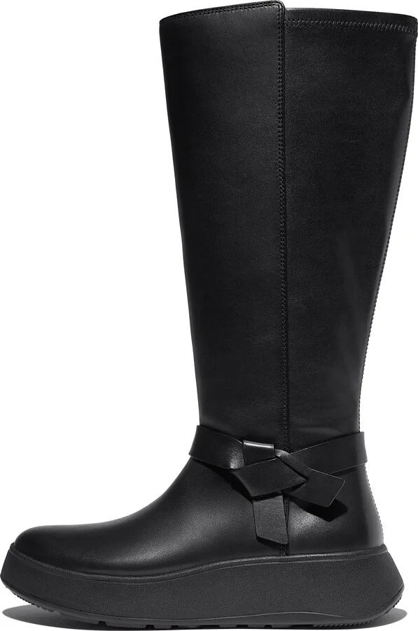 FitFlop F-MODE Folded-Knot Flatform Tall Stretch Boots Leather/Faux-Leather (PU)