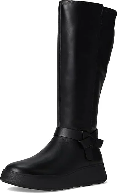 FitFlop F-Mode Folded-Knot Flatform Tall Stretch Boots Women's Boots Black : 6 M (B), Leather - Image 5