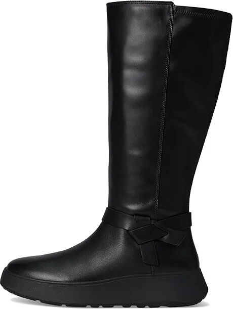 FitFlop F-Mode Folded-Knot Flatform Tall Stretch Boots Women's Boots Black : 6 M (B), Leather - Image 6