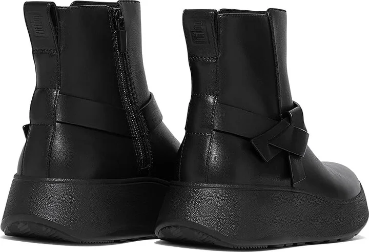 FitFlop F-Mode Folded-Knot Leather Flatform Short Boots Women's Boots Black : 9 M (B), Leather/Rubber - Image 3