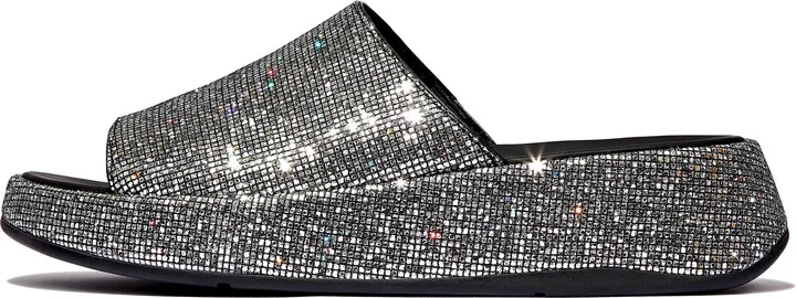 FitFlop F-MODE Glitterball Flatform Slides Leather/Polyester/Elastic