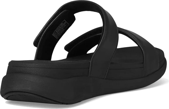 FitFlop F-Mode Go Adjustable Flatform 2-Bar Slides Women's Wedge Shoes All Black 1 : 7 M (B), Faux Leather - Image 4