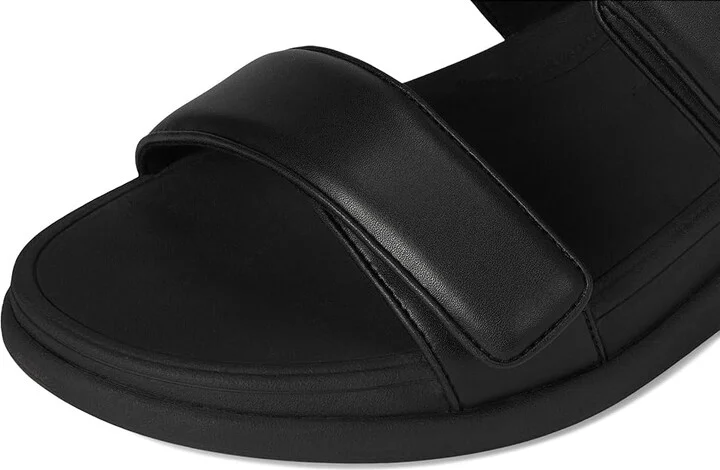 FitFlop F-Mode Go Adjustable Flatform 2-Bar Slides Women's Wedge Shoes All Black 1 : 7 M (B), Faux Leather - Image 7