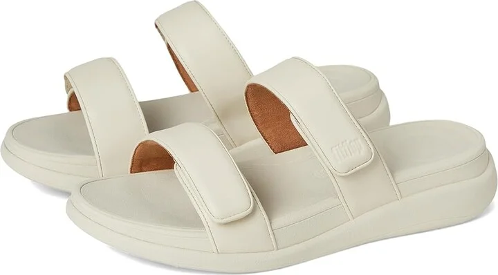 FitFlop F-Mode Go Adjustable Flatform 2-Bar Slides Women's Wedge Shoes Paris Beige 1 : 8 M (B), Faux Leather
