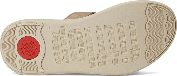 FitFlop F-Mode Go Adjustable Flatform 2-Bar Slides Women's Wedge Shoes Platino 2 : 11 M (B), Faux Leather - Image 3
