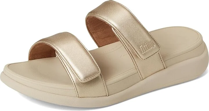 FitFlop F-Mode Go Adjustable Flatform 2-Bar Slides Women's Wedge Shoes Platino 2 : 11 M (B), Faux Leather - Image 5