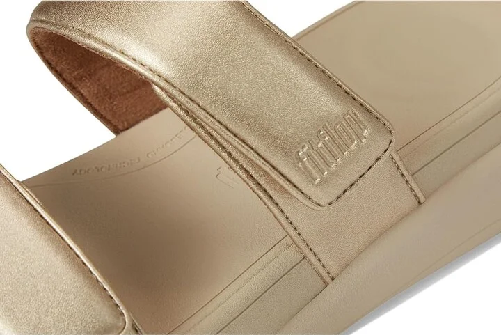 FitFlop F-Mode Go Adjustable Flatform 2-Bar Slides Women's Wedge Shoes Platino 2 : 11 M (B), Faux Leather - Image 7