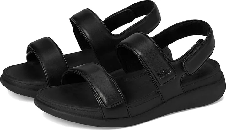 FitFlop F-Mode Go Adjustable Flatform Back-Strap Sandals Women's Wedge Shoes All Black : 8 M (B), Leather