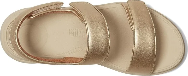 FitFlop F-Mode Go Adjustable Flatform Back-Strap Sandals Women's Wedge Shoes Platino : 6 M (B), Leather - Image 2